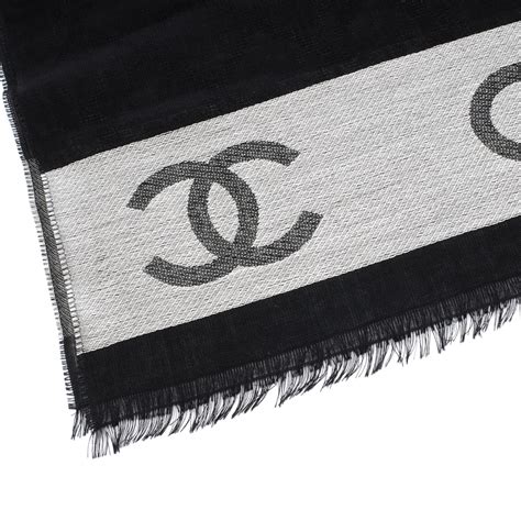 chanel shawl 50 percent wool 50 percent silk|authentic Chanel scarf.